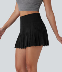 High Waisted 2-in-1 Pocket A-Line Mini Casual Knit Skirt