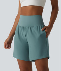Super High Waisted Tummy Control 2-in-1 Quick Dry Yoga Shorts 7'' with Pockets