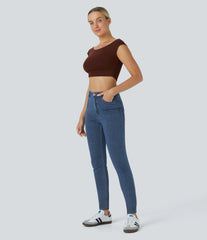 Halara Flex™ High Waisted Zipper Pockets Casual Jeans
