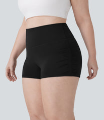 SoftlyZero™ QuickDry High Waisted Tummy Control Ruched Running Plus Size Biker Shorts 2.5''