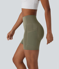 SpeedWave™ High Waisted Tummy Control Butt Lifting Pocket Contrast Mesh Quick Dry Workout Biker Shorts 5''