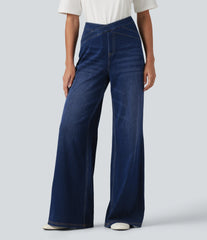 Halara Flex™ High Waisted Crossover Bootcut Casual Jeans with Pockets