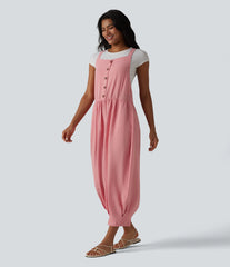 Bloomers Casual Linen-Feel Overalls with Pockets