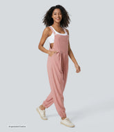 Pockets Waffle Casual Jogger Overalls
