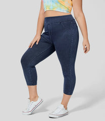 Halara Flex™ High Waisted Pocket Denim Capri Plus Size Casual Leggings