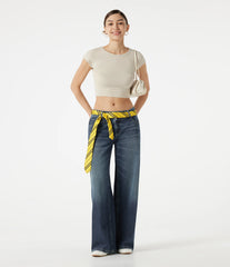 Halara Flex™ Asymmetric Low Rise Baggy Washed Casual Jeans with Pockets