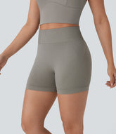 OneForm Seamless Flow High Waisted Ruched Yoga Biker Shorts 4''