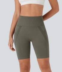 OneForm Seamless Flow High Waisted Ruched Yoga Biker Shorts 7''