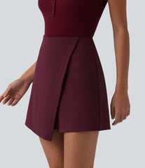 Wrinkle-resistant High Waisted Longer Mini Work Skort