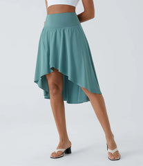 Breezeful™ High Waisted Asymmetric Ruffle High Low Flowy 2-in-1 Quick Dry Dance Skirt