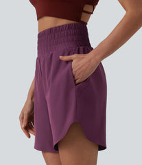 Breezeful™ High Waisted 2-in-1 Curved Hem Quick Dry Running Shorts 7" with Pockets