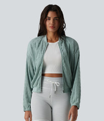 Long Sleeve Casual Bomber Jacket with Pockets