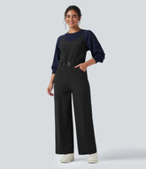 Belted Hiking Cargo Overalls with Pockets