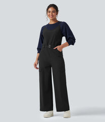 Belted Hiking Cargo Overalls with Pockets