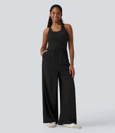 Breezeful™ Sleeveless Cut Out Quick Dry Casual Jumpsuit with Pockets-Easy Peezy