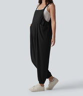 Waffle Casual Maternity Jogger Overalls with Pockets
