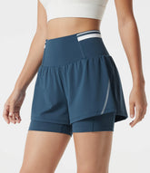 SoftlyZero™ Airy Reflective Super High Waisted Tummy Control 2-in-1 Cool Touch Workout Shorts 5'' with Pockets
