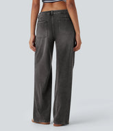 Halara Flex™ Low Rise Adjustable Drawcord Stretchy Knit Casual Parachute Jeans with Multiple Pockets