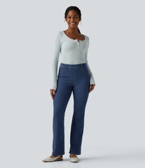 Halara Flex™ Mid Rise Stripe Flare Casual Jeans with Pockets