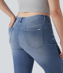 Plus Size Halara Flex™ High Waisted Washed Casual Bootcut Jeans with Pockets