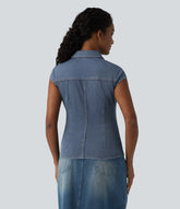 Halara Flex™ V Neck Sleeveless Denim Casual Shirt