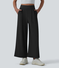Breezeful™ High Waisted Pleated Ankle Length Quick Dry Yoga Baggy Pants with Pockets