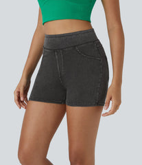 Halara Flex™ High Waisted Pocket Denim Casual Shorts 3"
