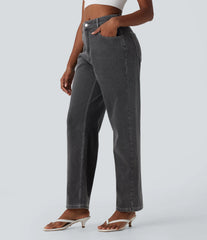 Halara Flex™ Mid Rise Washed Casual Baggy Jeans with Pockets