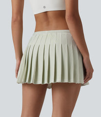 Low Rise Drawstring 2-in-1 Stripes Pleated Mini Pickleball Skirt with Pockets