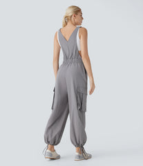 Drawstring Relax Casual Cargo Overall with Pockets