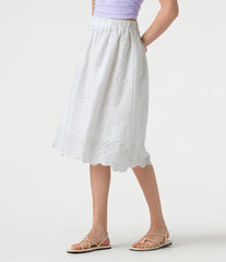 High Waisted Embroidery Eyelet Resort A-line Skirt