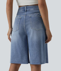 Halara Flex™ Asymmetric High Waisted Denim Casual Shorts with Pockets