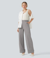Halara Flex™ High Waisted Rolled Hem Crepe Work Baggy Pants with Pockets