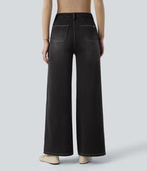 Halara Flex™ High Waisted Tummy Control Wide Leg Casual Jeans with Pockets