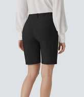Mid Rise Zipper Pocket Work Bermuda Shorts 9''