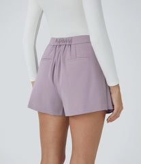 High Waisted Pleated Pocket Casual Shorts