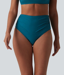 High Waisted Tummy Control Ruched Bikini Bottom Swimsuit
