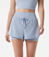 Breezeful™ High-waisted Drawstring 2-in-1 Quick Dry Workout Shorts with Pockets
