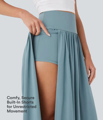 Breezeful™ High Waisted Tummy Control 2-in-1 Flowy Quick Dry Maxi Skirt