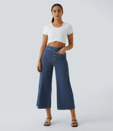 Halara Flex™ High Waisted Pockets Washed Casual Wide Leg Jeans