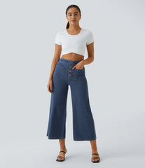 Halara Flex™ High Waisted Pockets Washed Casual Wide Leg Jeans