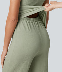 Off Shoulder Built-in Bra Casual Jumpsuit-Easy Peezy Edition