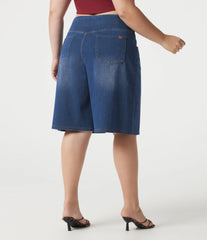 Halara Flex™ Denim Plus Size Crossover High Waisted Tummy Control Casual Baggy Shorts with Pockets