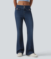 Halara Flex™ Low Rise Draped Lyocell Washed Casual Flare Jeans with Pockets