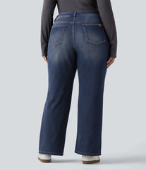 Halara Flex™ Low Rise Washed Casual Bootcut Plus Size Jeans with Pockets