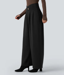 SpacerTek™ Super High Waisted Crossover Wide Leg Work Pants