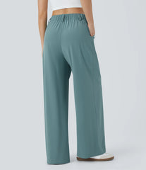 Breezeful™ High Waisted Pocket Wide Leg Baggy Flowy Solid Palazzo Quick Dry Casual Pants