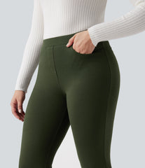 Halara Flex™ Wear-Resistant Mid Rise Ponte Roma Slim Work Pants with Pockets