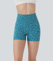 OneForm Seamless Flow High Waisted Leopard Yoga Biker Shorts 3''