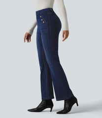 Halara Flex™ Mid Rise Decorative Buttons Casual Bootcut Jeans with Pockets